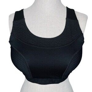 Gymshark True Texture Sports Bra sz M * Solid Black Crossback Padded Wire Free
